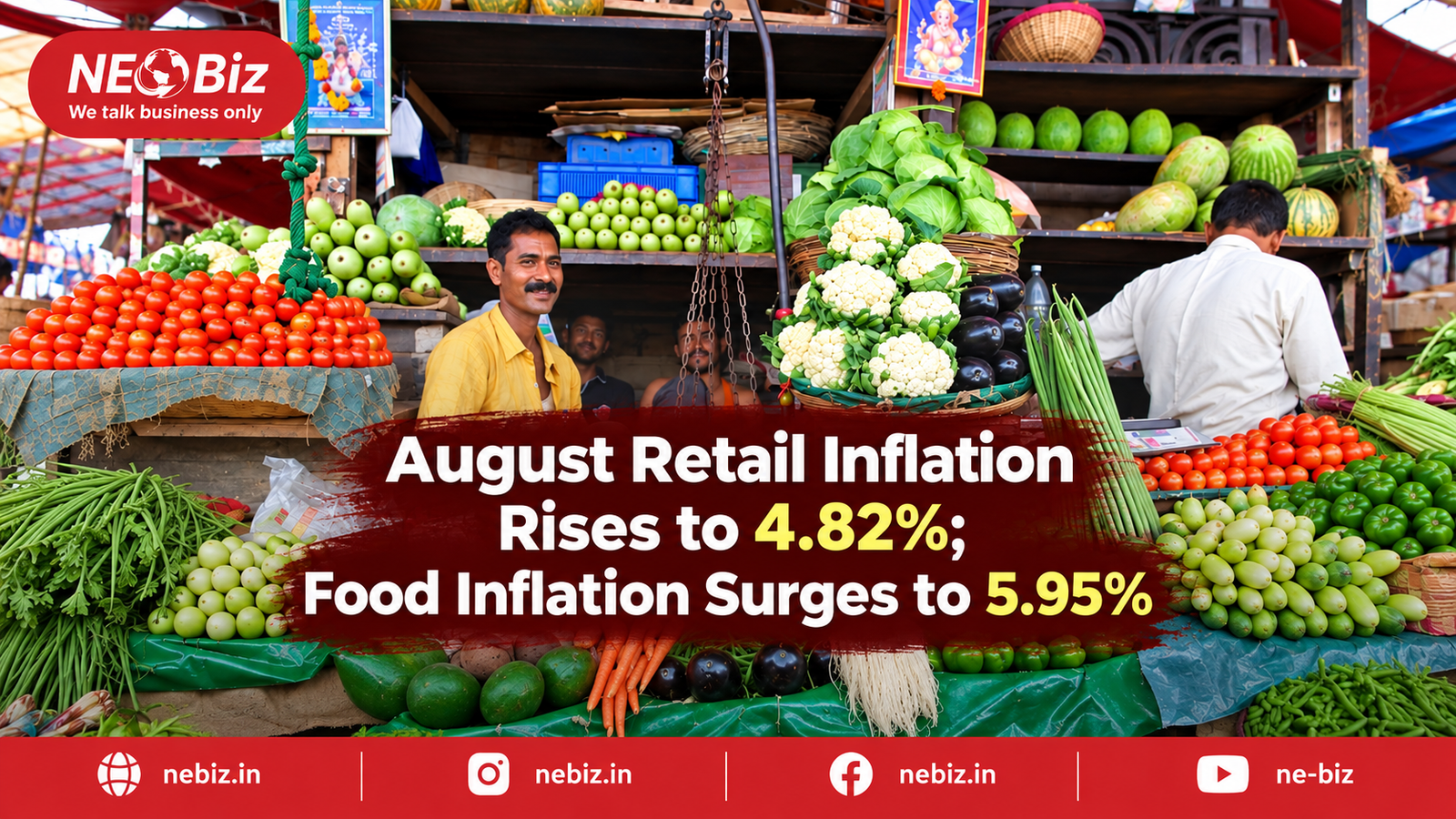 August Retail Inflation Rises to 4.82%; Food Inflation Surges to 5.95%