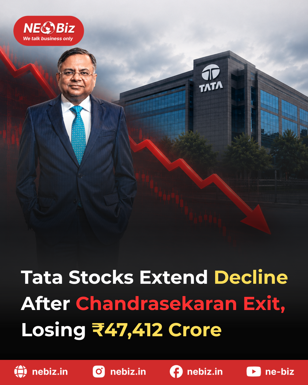 Tata Stocks Extend Decline After Chandrasekaran Exit, Losing 347,412 Crore